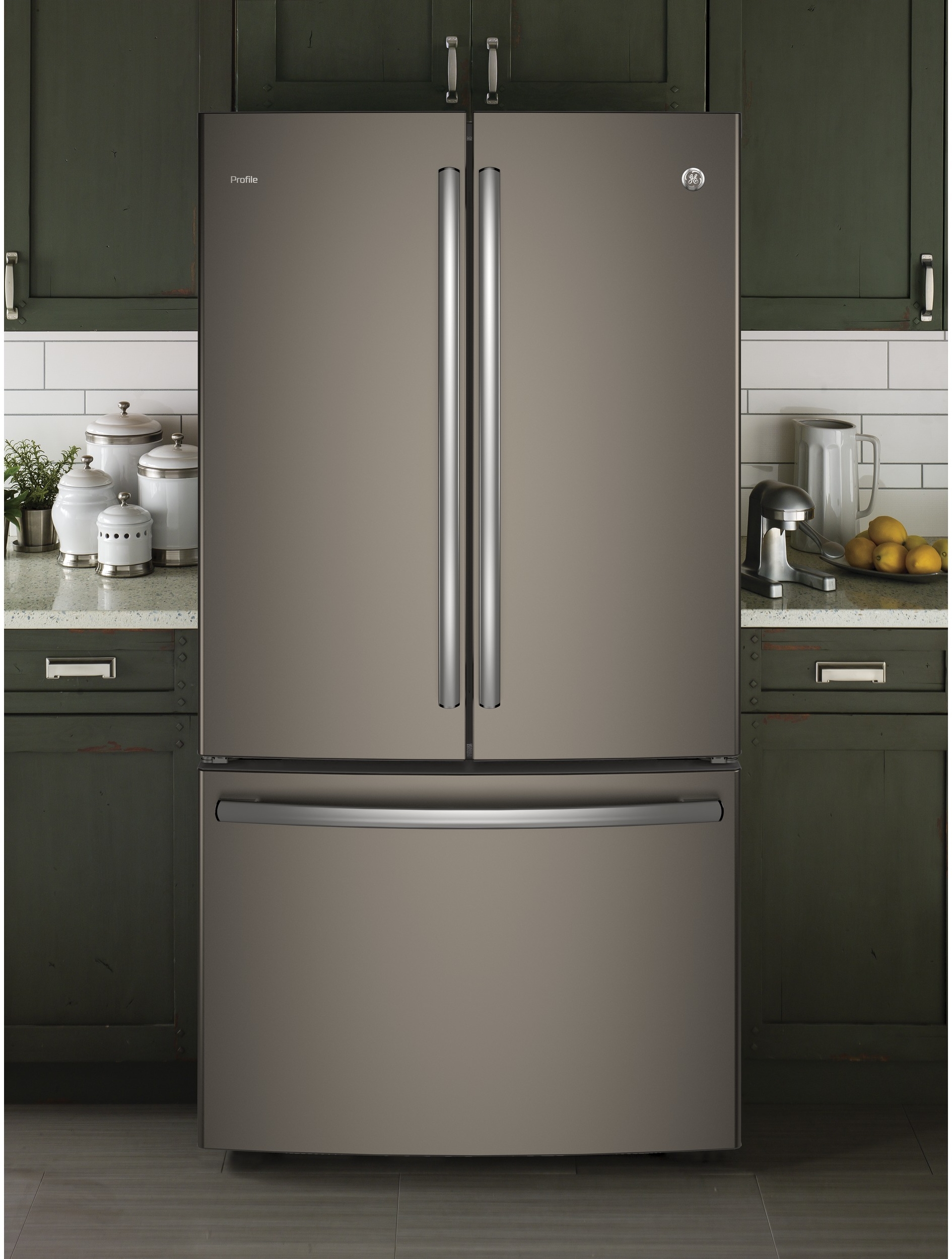 GE Profile 23.1 Cu. Ft. Slate Counter Depth French Door Refrigerator Home Appliance Solutions
