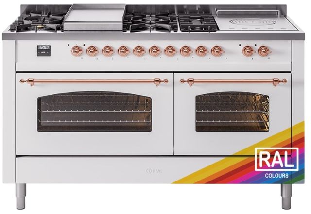 Ilve® Nostalgie II Series 60" Custom RAL Color Pro Style Dual Fuel Range-0