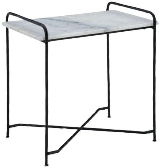 Signature Design by Ashley® Ashber White Marble Top Accent Table with Black Metal Base-0