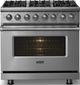 Viking® 5 Series 36" Stainless Steel Pro Style Dual Fuel (NG) Range with Polished Chrome Trim-2