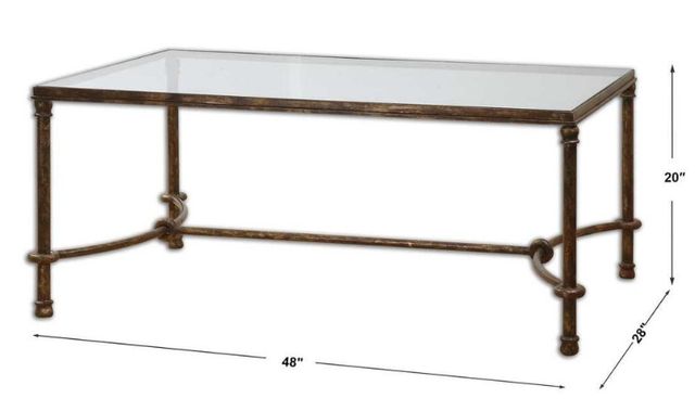 Uttermost® Warring Glass Top Coffee Table with Rustic Bronze Frame-2