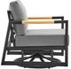 Armen Living Crown Black/Gray Outdoor Aluminum/Teak Swivel Chair-4