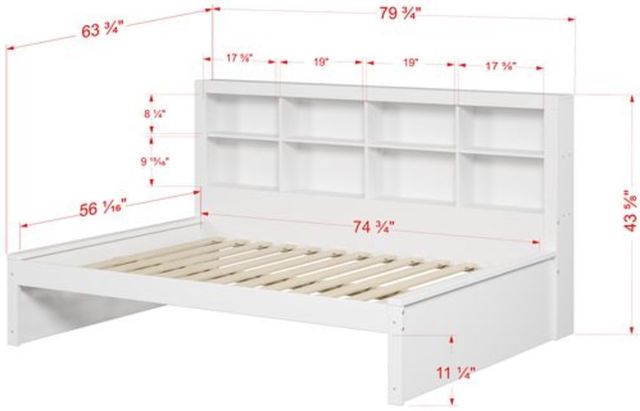 Donco Kids White Youth Full Bookcase Daybed-2