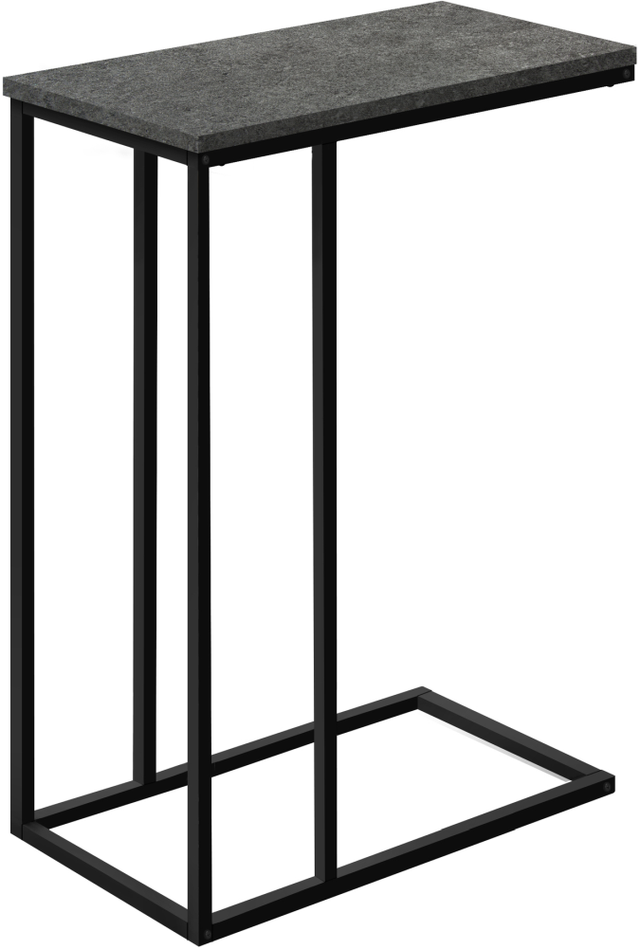 Monarch Specialties Inc. Grey Stone 25"H Accent Table with Black Metal Base-0