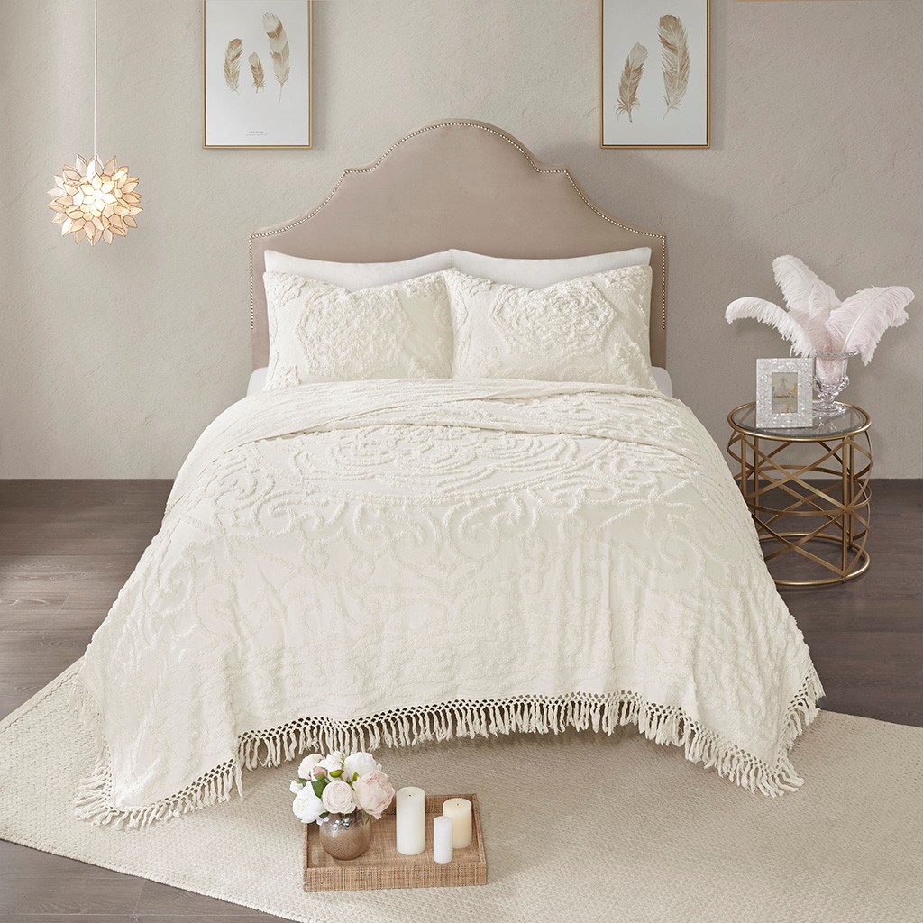 Cecily Tufted Cotton Chenille buy Medallion Duvet Cover Set