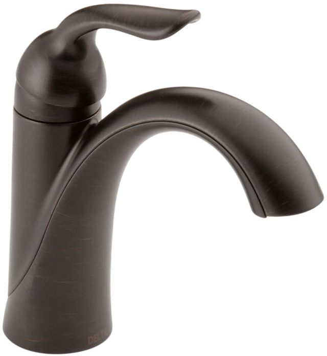 Delta Lahara® Venetian Bronze Single Handle Bathroom Faucet with Drain-0