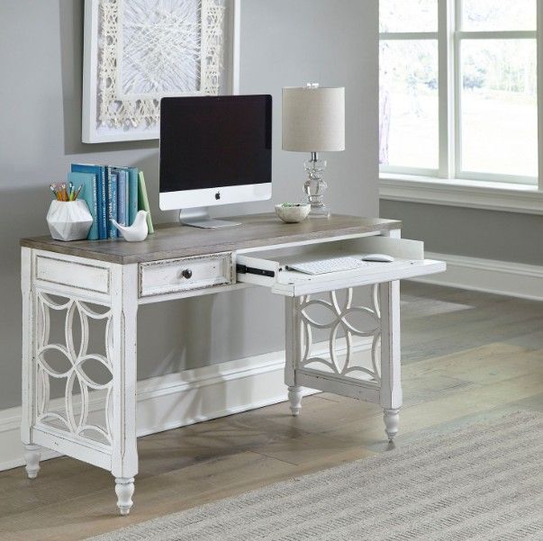 Liberty Furniture Magnolia Manor Antique White/Weathered Bark Writing Desk-1