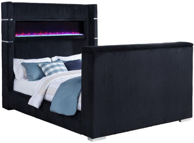 Coaster® Tisdall Black California King Flame Visualizer Panel Bed-0