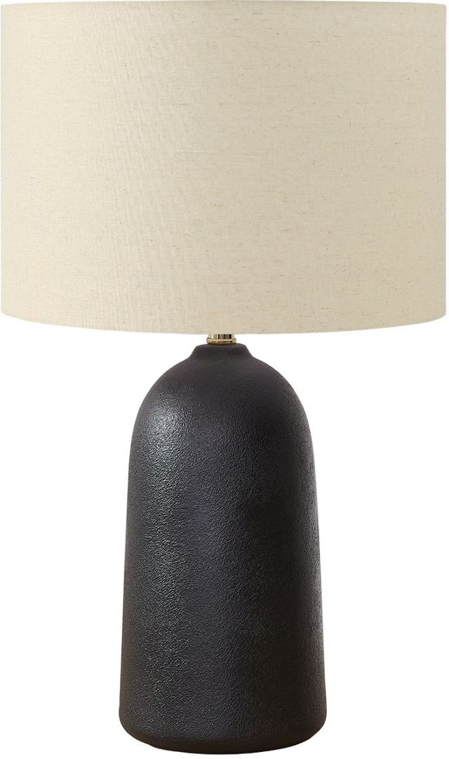 Monarch Specialties Inc. Black Ceramic Table Lamp with Ivory Shade-0