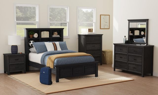 Elements International Hampton Kids Charcoal Full Youth Bookcase Bed-1