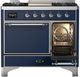 Ilve® Majestic III 40" Midnight Blue Pro Style Dual Fuel Natural Gas Range with Solid Door and Chrome Trim-3