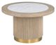 Fairfield® Everett Biscotti Small Round Bunching Cocktail Table with White Carrara Stone Top-5