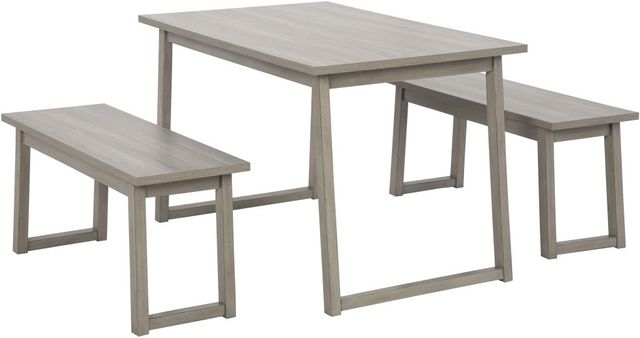 Signature Design by Ashley® Loratti 3-Piece Gray Dining Table and Benches Set-0