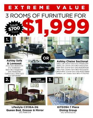Huge Savings! 3 Room Package $1999