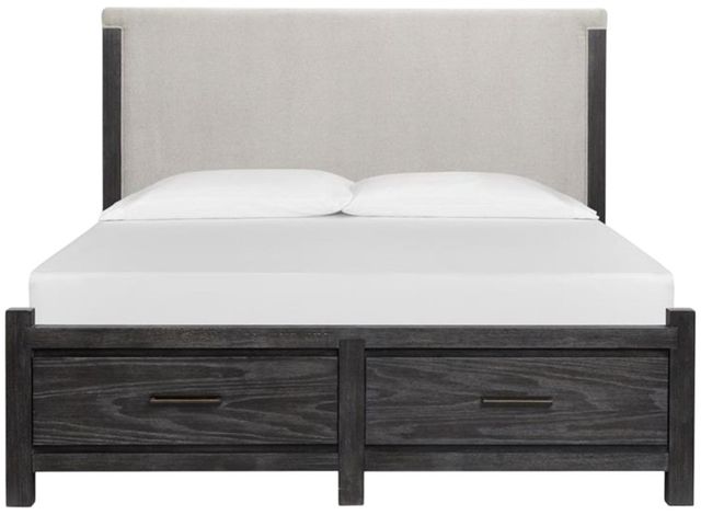 Magnussen Home® Plum Creek Elite Dove/Ravenwood Black King Upholstered Storage Panel Bed-1