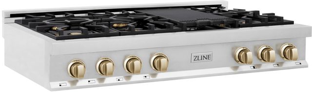 ZLINE Autograph Edition Classic 48" Stainless Steel Gas Rangetop with Polished Gold Accents-1