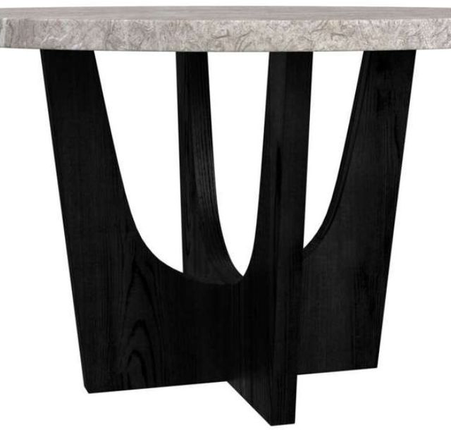 Elements International Oregon Gray Faux Marble Top Counter Table with Black Base-4