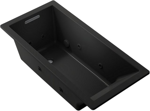 KOHLER® Underscore® Black 66" x 32" Drop-In Heated Whirlpool Bath-0