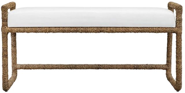 Uttermost® Araiza White Fabric Bench-3