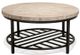 Riverside Furniture Capri Alabaster Travertine Stone Top Round Coffee Table with Black Base-0