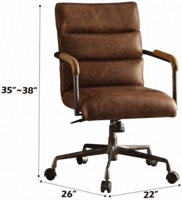 ACME Furniture Harith Retro Brown Leather Office Chair-2