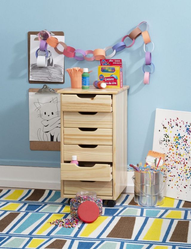 Linon Rudy Natural Rolling Storage Cart-1