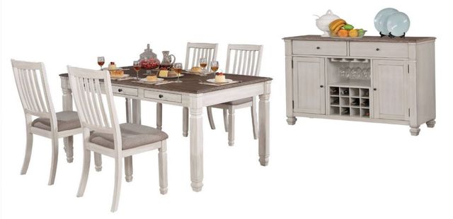 Mazin Furniture Nesbitt 6-Piece White Counter Height Dining Set with Oak Top -0