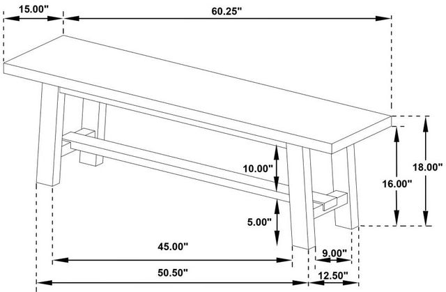 Coaster® Middleton Natural Brown Backless Dining Bench-3