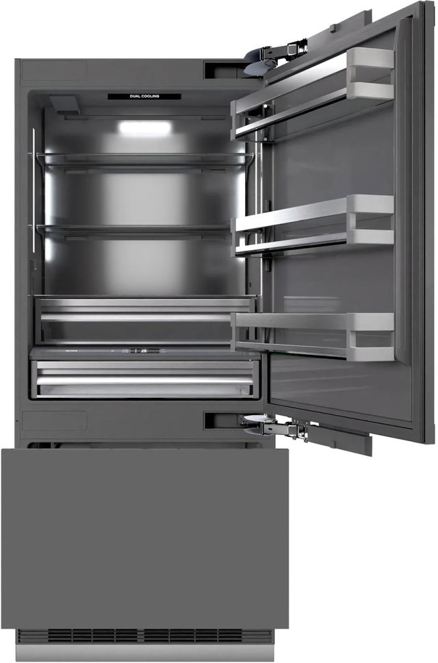ZLINE 36" 19.8 Cu. Ft. Panel Ready Built-In Bottom Freezer Refrigerator with Water Dispenser, Ice Maker and Graphite Gray Interior-2