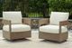 Signature Design by Ashley® Serene Bay Dark Brown/White Aluminum/Fabric Outdoor Swivel Glider Chair with Cushion-5