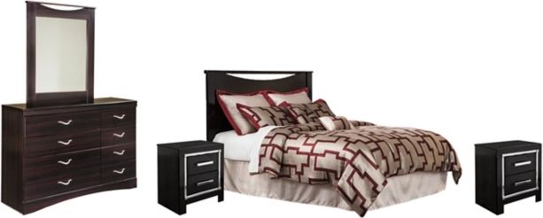 Signature Design by Ashley® Zanbury 5-Piece Merlot Queen/Full Panel Headboard Set-0