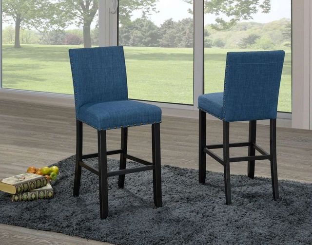 Brassex Inc. Avery 2-Piece Blue 29'' Bar Stool Set-1