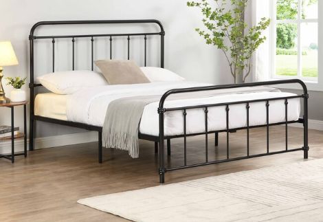 Milton Greens Stars Black Queen Metal Farmhouse Classic Platform Bed-1