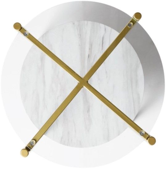 Signature Design by Ashley® Wynora Glass Top Round End Table with Gold Legs and Marble Shelf-1