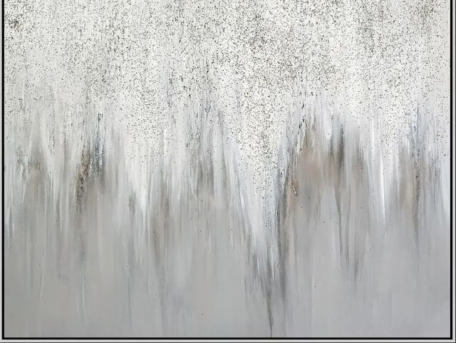 Classy Art Hand Painted Textured Canvas with Glitter Wall Art-1