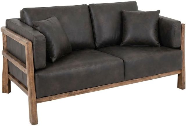 International Furniture Direct Roots Brown/Black Loveseat-0