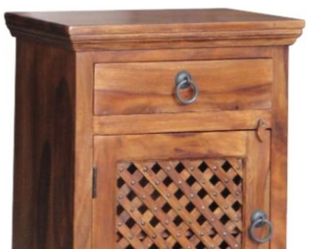 Jaipur Furniture Ganga Latic Brown Jali Bedside Table-1