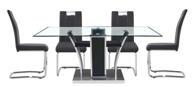 Mazin Furniture Betmar Glass Top Dining Table with Chrome Base-1