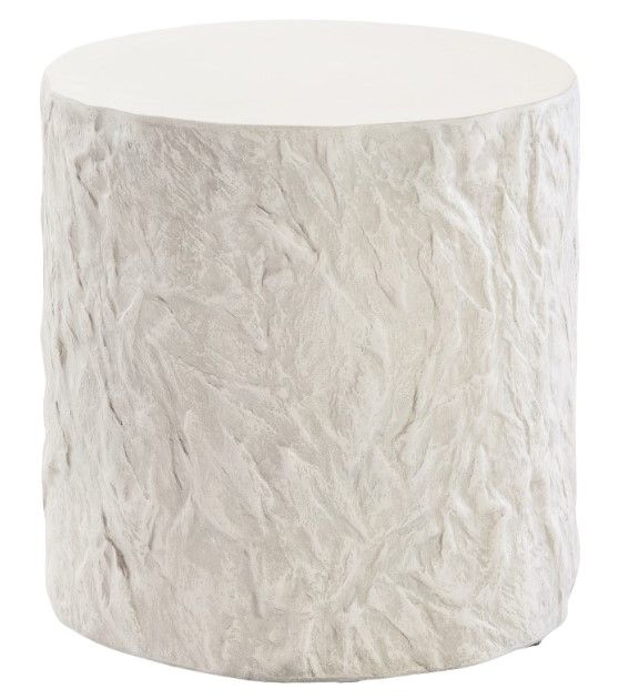 Sunset West Bone White Glass Fiber Reinforced Concrete Round Outdoor End Table-0
