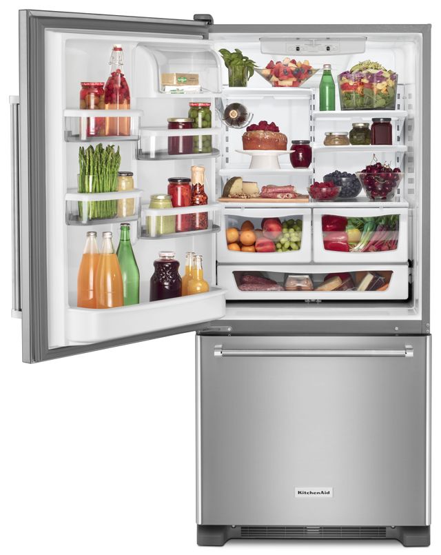 KitchenAid® 18.7 Cu. Ft. Stainless Steel Bottom Freezer Refrigerator-2