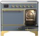 Ilve® Majestic III 40" Blue Gray Pro Style Induction Range with Solid Door and Brass Trim-4