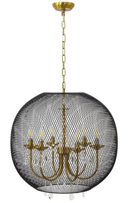 YHD Baron Antique Brass/Matte Black 6-Light Chandelier-0