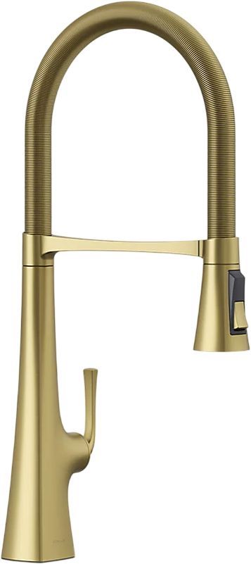 KOHLER® Graze® Vibrant Brushed Moderne Brass Semi-Professional Kitchen Sink Faucet with 3-Function Sprayhead-0