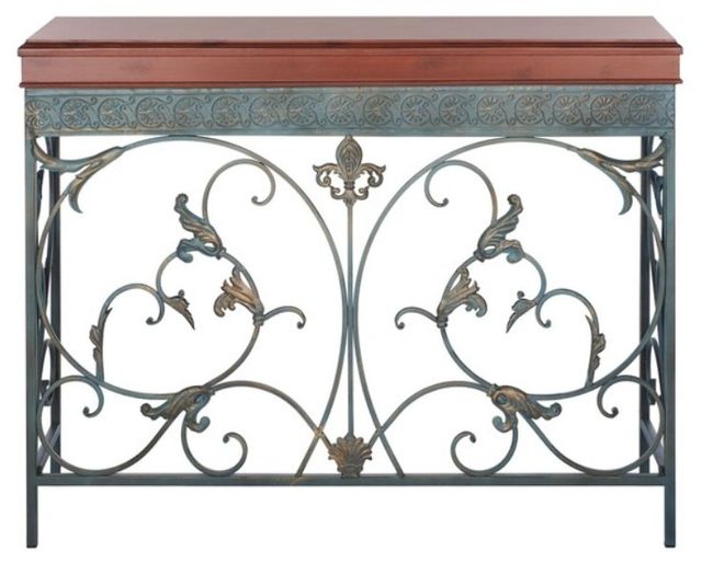 Safavieh Cynthia Brown Console Table with Brass Base-1
