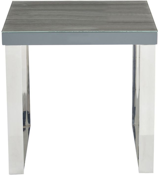 Mazin Furniture Silas Matte Gray End Table with Chrome Base -1
