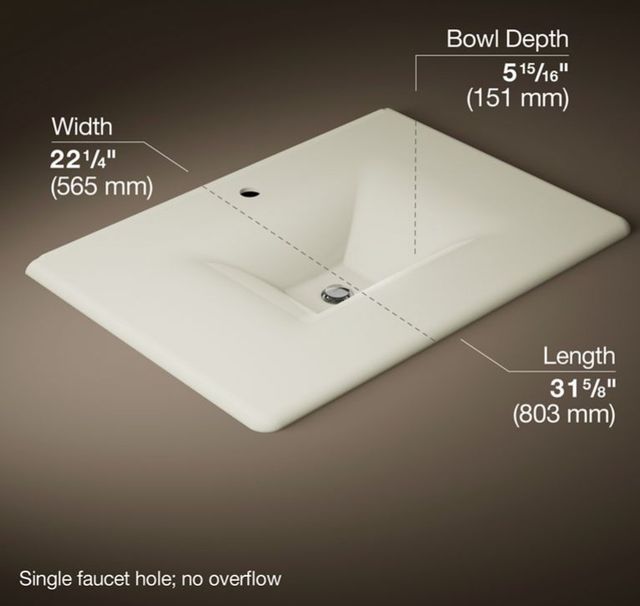 Kohler Iron/Impressions® Biscuit 31" Enameled Cast Iron Vanity Top with Integrated Rectangular Sink-2