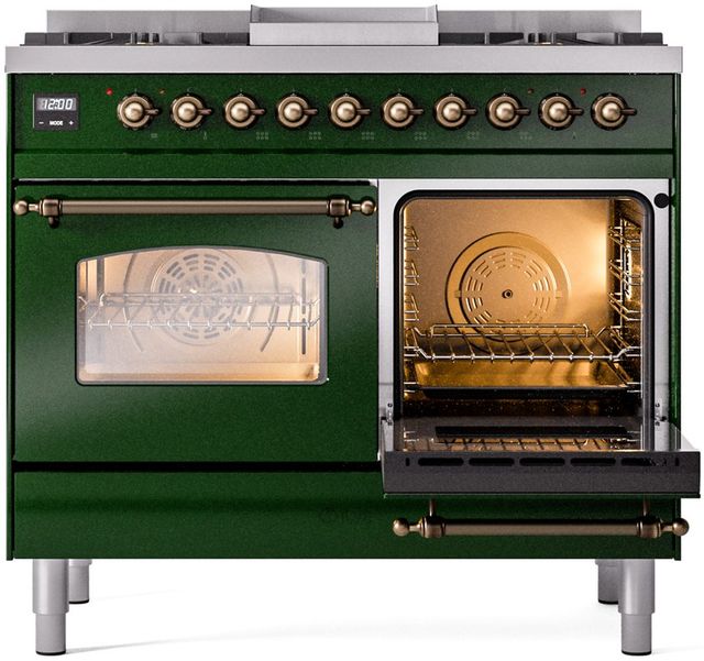 Ilve® Nostalgie II Series 40" Emerald Green Pro Style Dual Fuel Range-3