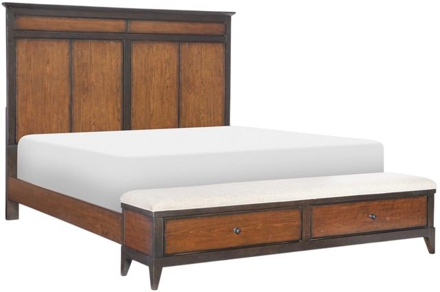 Legacy Classic Fenmore Dark Mocha/Distressed Cherry Queen Panel Bed with Storage Bench-0