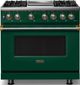 Viking® 5 Series 36" Ivy Pro Style Dual Fuel (NG) Range with Brushed Brass Trim-0