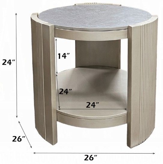 ACME Furniture Kasa Gray End Table with Champagne Base-2